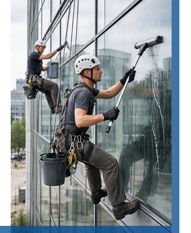 Мойка витражей альпинистами в Урюпинске от 721 р. под ключ|ВЫСОТНИК-Рюп