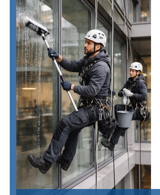 Профессиональная мойка витражей промышленными альпинистами в Урюпинске