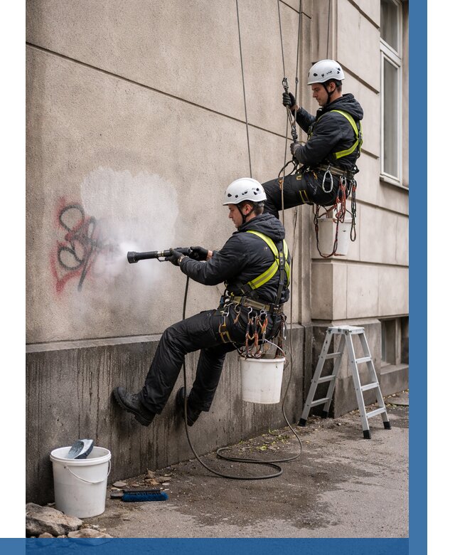 Удаление граффити с фасада в Урюпинске от 4635 р. | ВЫСОТНИК-Рюп