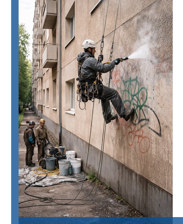 Удаление граффити с фасада в Урюпинске без следов и повреждений