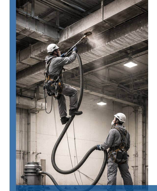 Обеспыливание потолочных конструкций в Урюпинске промышленным альпинизмом