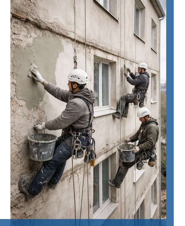 Ремонт штукатурного фасада в Урюпинске от 773 р. под ключ | ВЫСОТНИК-Рюп