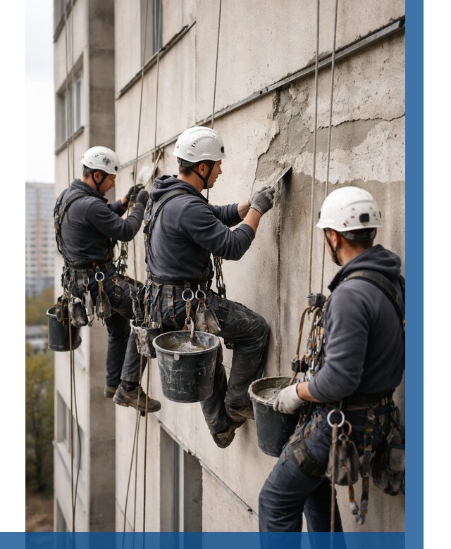 Ремонт бетонных элементов фасада в Урюпинске от 2575 р. | ВЫСОТНИК-Рюп