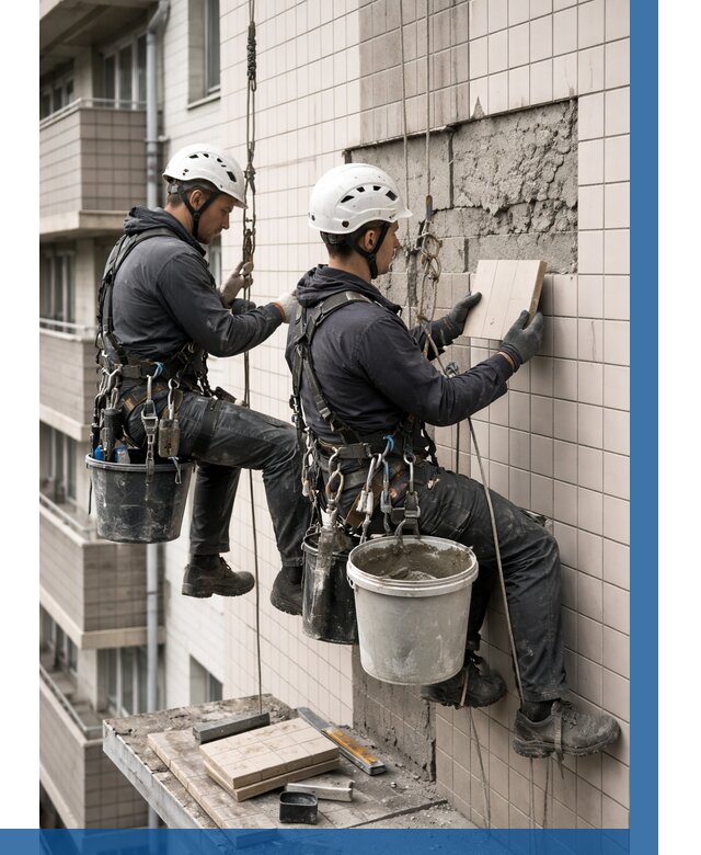 Ремонт облицовки фасада плиткой в Урюпинске от 1854 р. | ВЫСОТНИК-Рюп