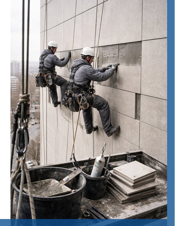 Ремонт фасада из керамогранита в Урюпинске от 2575 р. | ВЫСОТНИК-Рюп