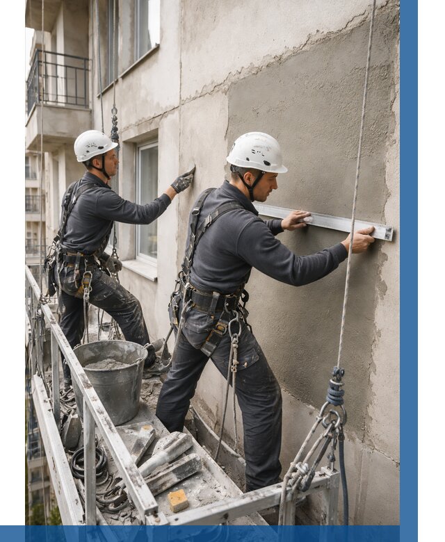 Штукатурка фасада на высоте в Урюпинске от 927 р. | ВЫСОТНИК-Рюп