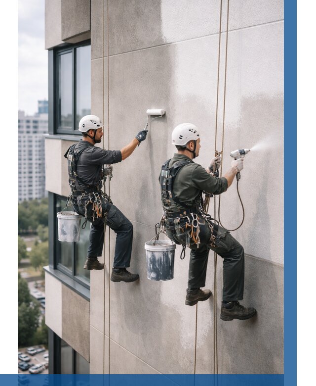 Покраска фасада альпинистами в Урюпинске от 309 р. | ВЫСОТНИК-Рюп