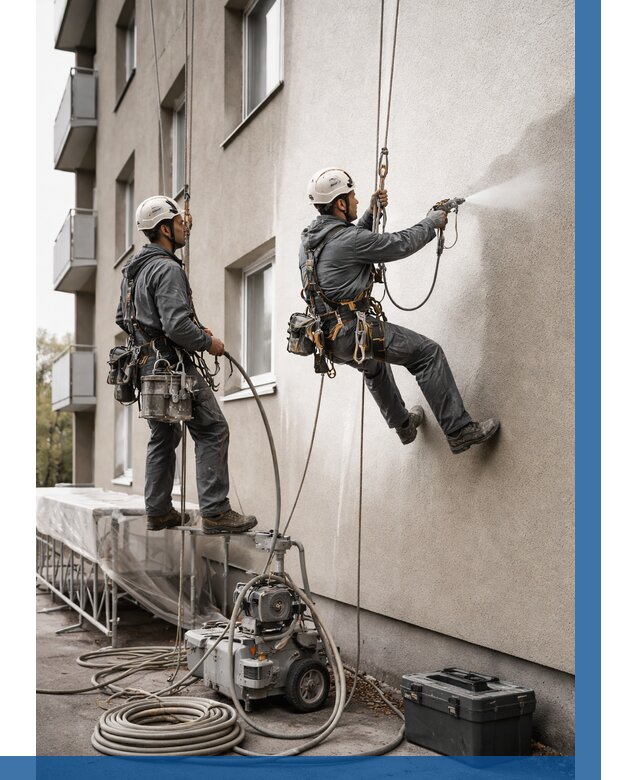 Безвоздушная покраска фасада в Урюпинске от 227 р/м² | ВЫСОТНИК-Рюп