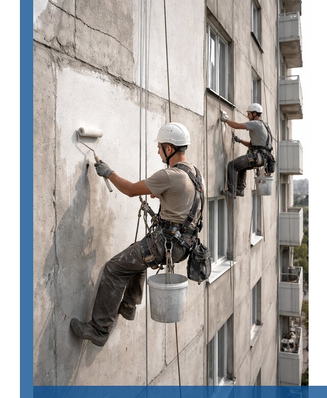 Покраска бетонного фасада в Урюпинске для жилых и промышленных объектов