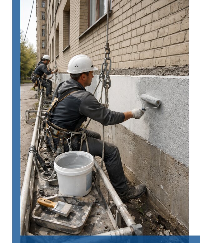 Окраска цоколя здания в Урюпинске профессионально и надежно