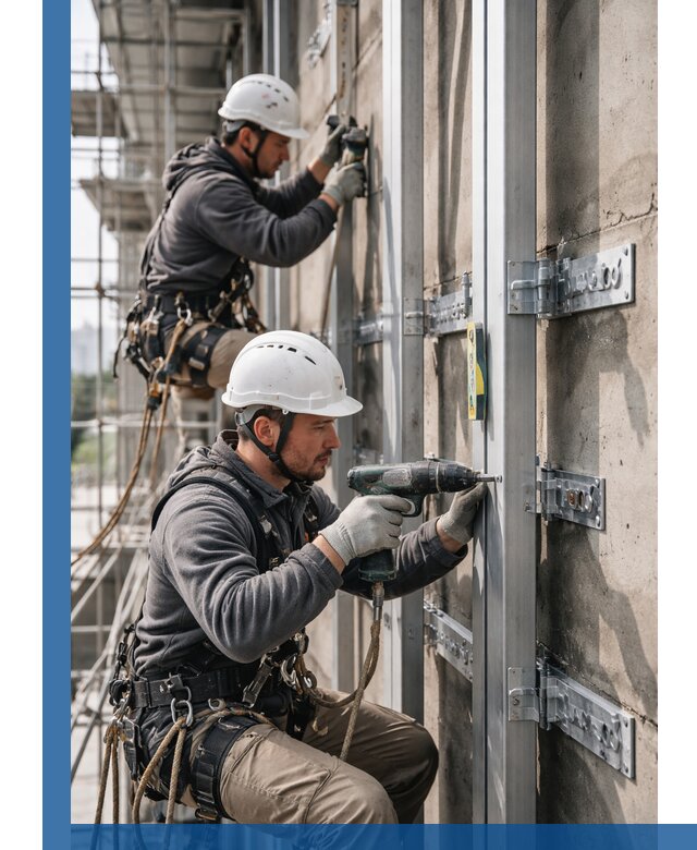 Монтаж и крепление подсистемы вентфасада в Урюпинске