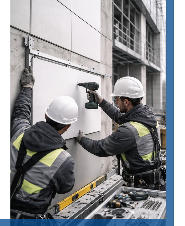 Монтаж композитных панелей фасада в Урюпинске от 2575 р. | ВЫСОТНИК-Рюп