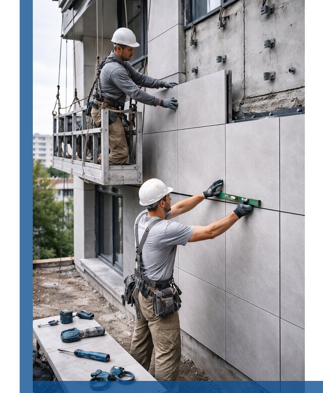 Монтаж керамогранита на фасад в Урюпинске под ключ с гарантией качества