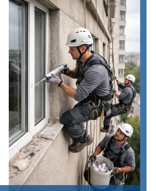 Герметизация оконных швов снаружи в Урюпинске от 1545 р. | ВЫСОТНИК-Рюп