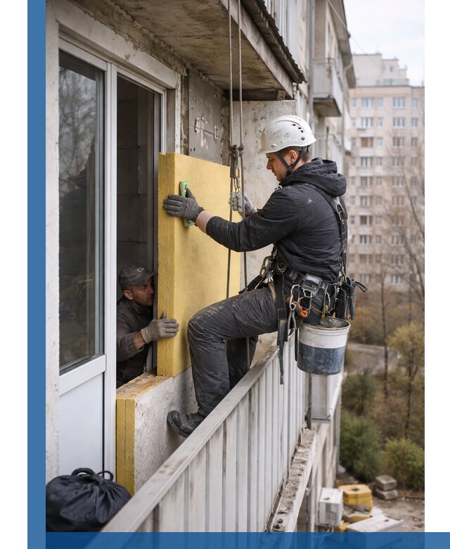 Профессиональное утепление балкона снаружи в Урюпинске под ключ