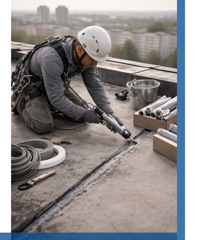 Герметизация швов кровли в Урюпинске от 464 р./м2 | ВЫСОТНИК-Рюп