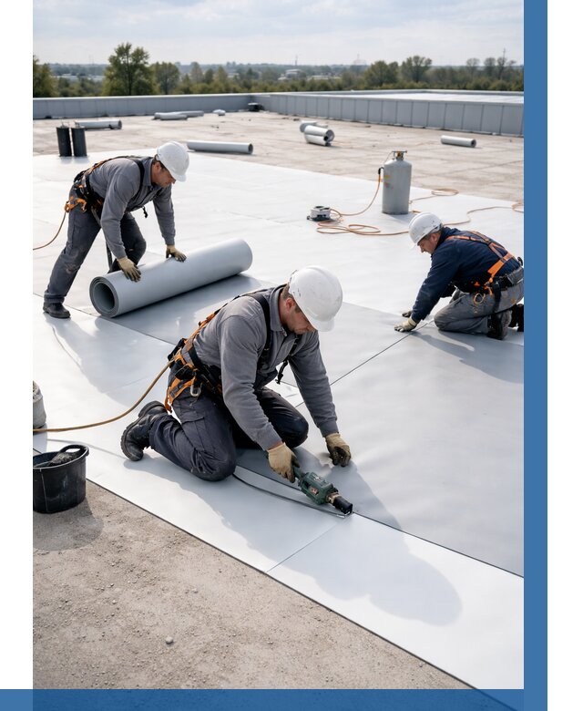 Монтаж мембранной кровли под ключ в Урюпинске от 1236 р. | ВЫСОТНИК-Рюп