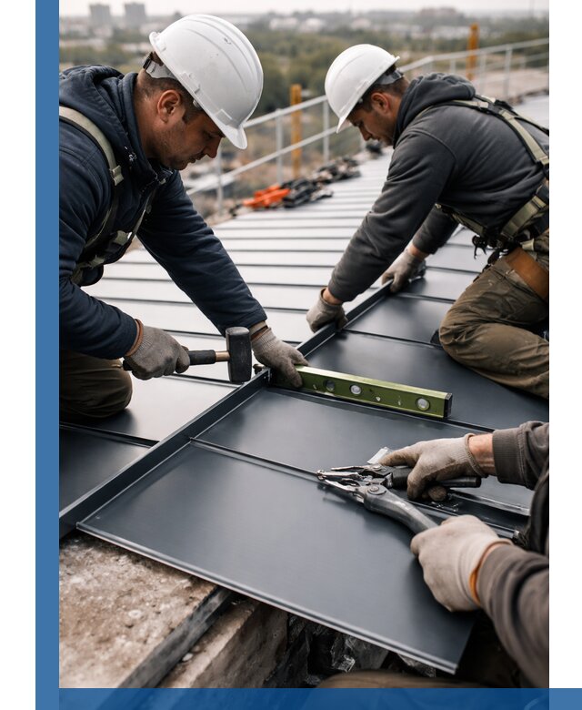 Монтаж фальцевой кровли в Урюпинске для промышленных зданий