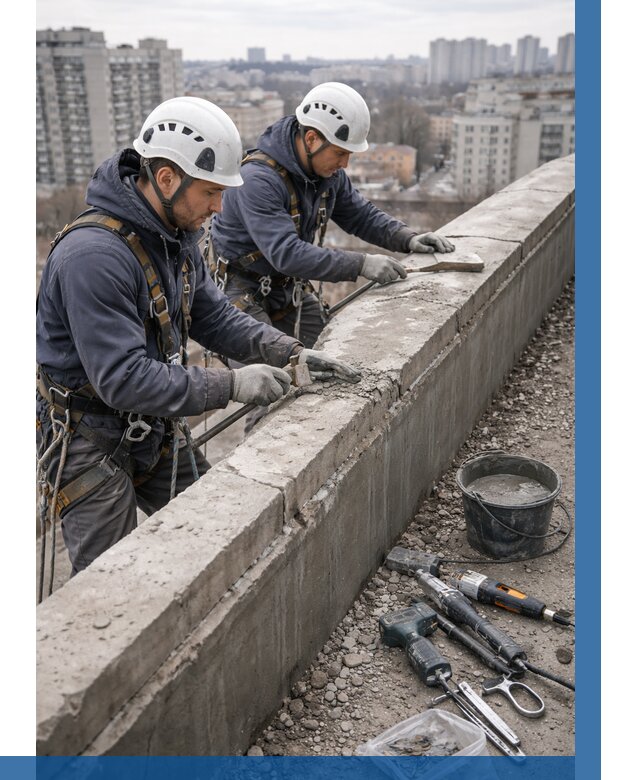 Ремонт парапета на кровле в Урюпинске от 1545 р. | ВЫСОТНИК-Рюп