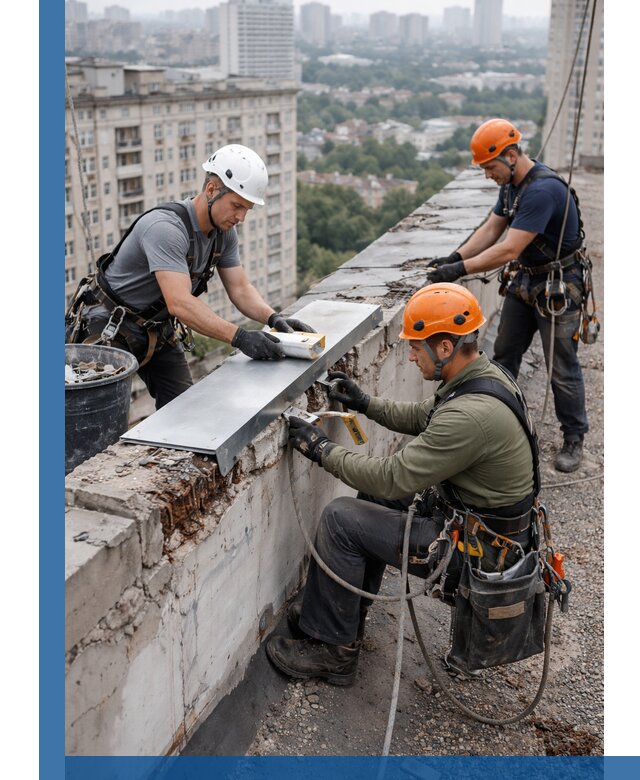 Ремонт парапета на кровле в Урюпинске, высотные работы с гарантией