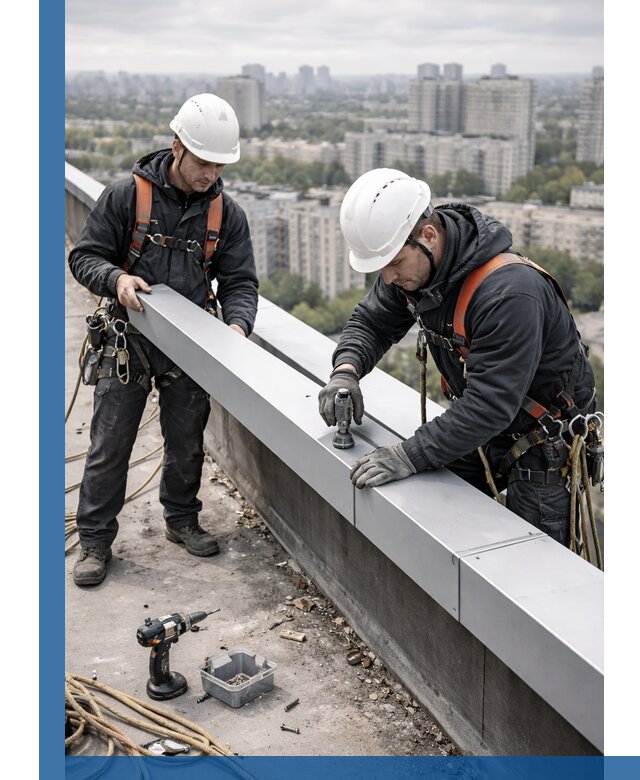 Монтаж парапетных крышек и ограждений кровли в Урюпинске