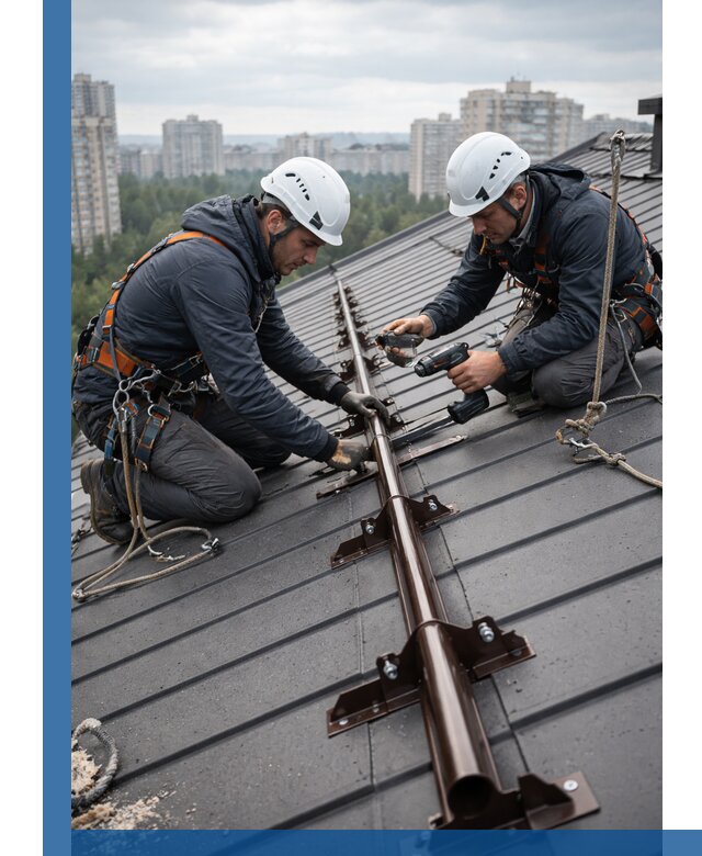 Монтаж снегозадержателей на кровле зданий в Урюпинске под ключ