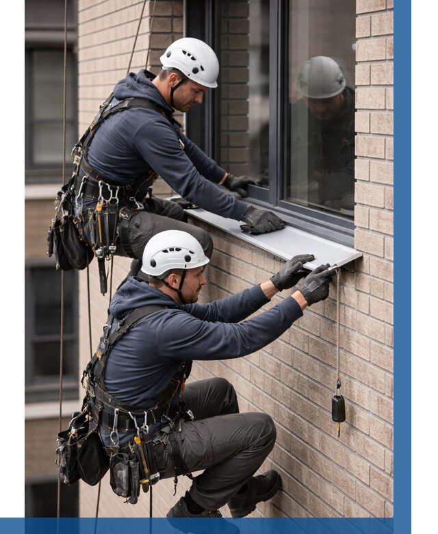 Монтаж оконных отливов под ключ в Урюпинске от 3605 р. | ВЫСОТНИК-Рюп