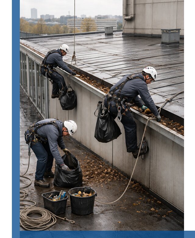 Очистка кровли по периметру в Урюпинске силами промышленных альпинистов