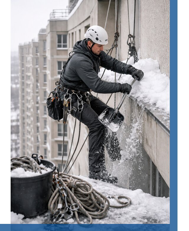 Очистка карнизов от снега в Урюпинске от 309 р. | ВЫСОТНИК-Рюп