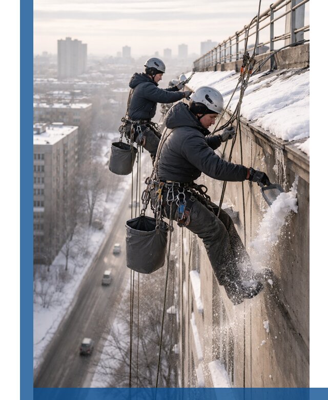 Очистка карнизов от снега в Урюпинске профессионально и безопасно