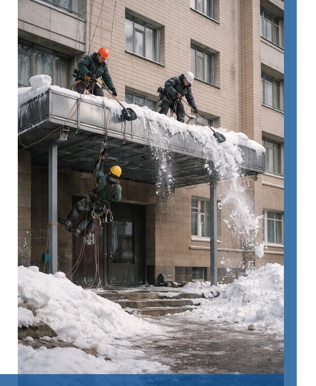 Очистка козырьков от снега в Урюпинске от 3605 р. | ВЫСОТНИК-Рюп