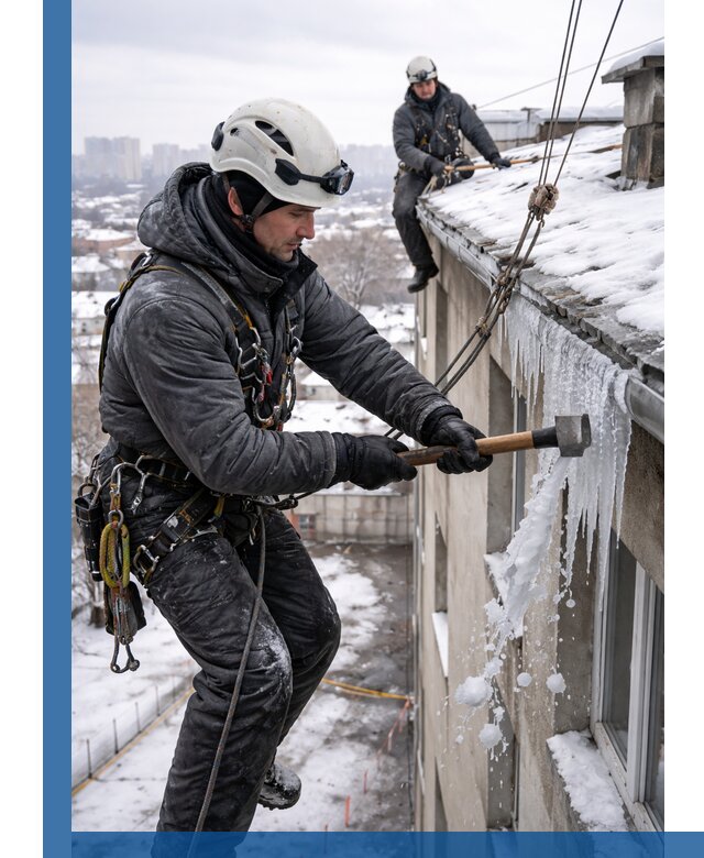 Сбивание и удаление сосулек с крыши в Урюпинске безопасно