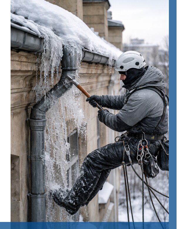 Очистка водостоков от льда в Урюпинске от 3605 р. | ВЫСОТНИК-Рюп