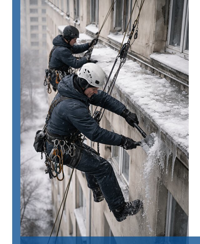 Удаление наледи и сосулек с карнизов в Урюпинске профессионально
