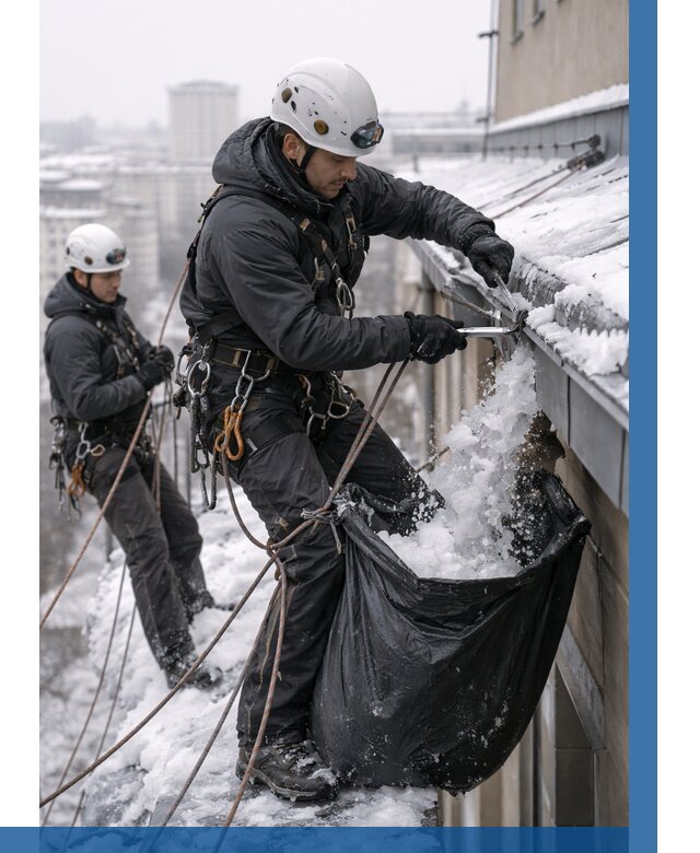 Аварийная очистка крыши в Урюпинске под ключ от 309 р. | ВЫСОТНИК-Рюп