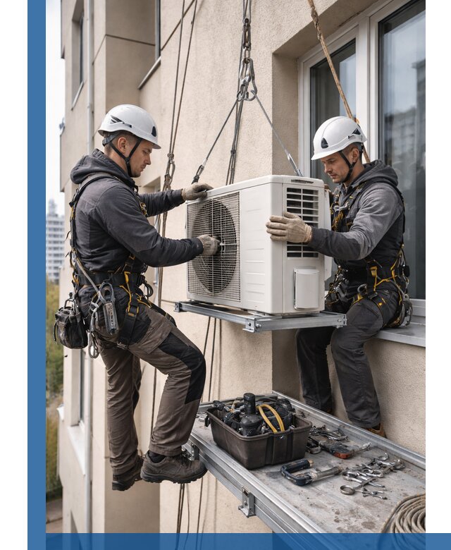 Перенос внешнего блока кондиционера в Урюпинске с монтажом и крепежом