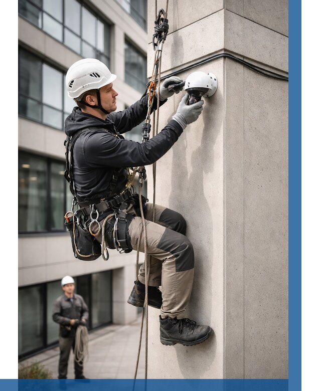 Монтаж камер видеонаблюдения на фасаде в Урюпинске от 8756 р.-ВЫСОТНИК-Рюп