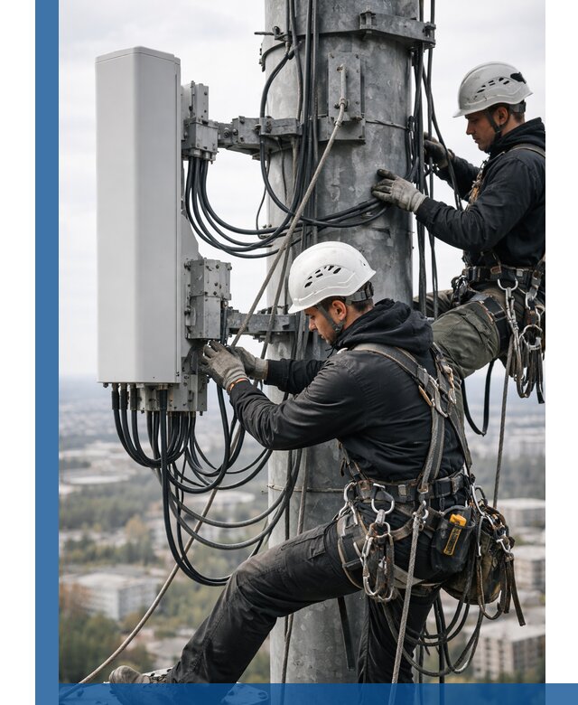 Монтаж оборудования связи на мачте в Урюпинске с пусконаладкой