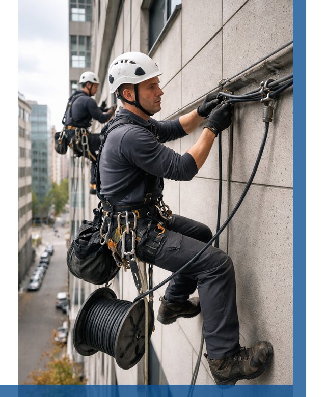 Прокладка кабеля по фасаду в Урюпинске от 361 р. | ВЫСОТНИК-Рюп