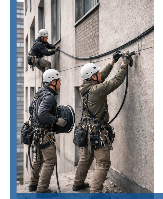 Прокладка кабеля по фасаду в Урюпинске, профессиональный монтаж