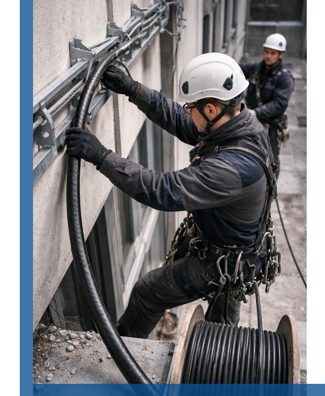 Протяжка кабеля питания на высоте в Урюпинске с гарантией безопасности и качества