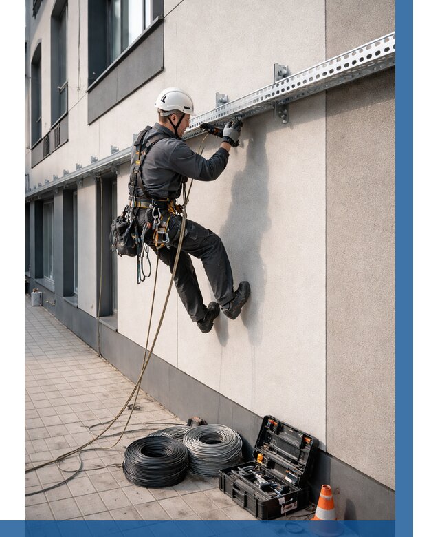 Монтаж кабельных лотков на фасаде в Урюпинске от 1236 р. | ВЫСОТНИК-Рюп