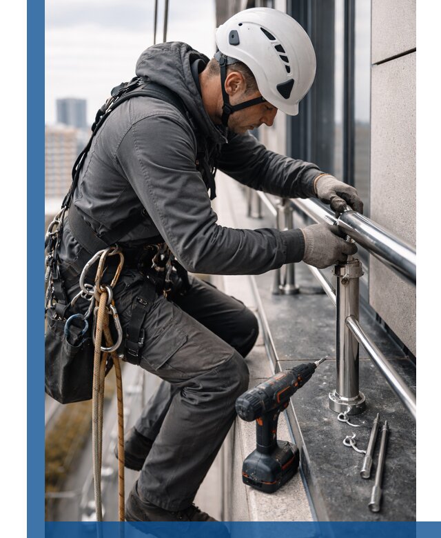 Монтаж ограждений на высоте в Урюпинске для зданий и конструкций