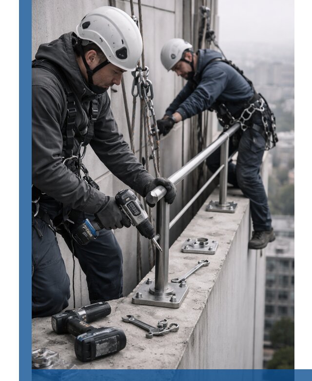 Монтаж перил на высоте в Урюпинске для жилых и промобъектов