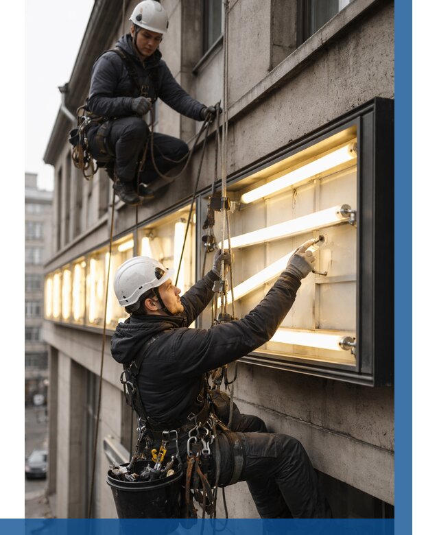 Замена ламп в вывеске в Урюпинске под ключ от 3605 р. | ВЫСОТНИК-Рюп