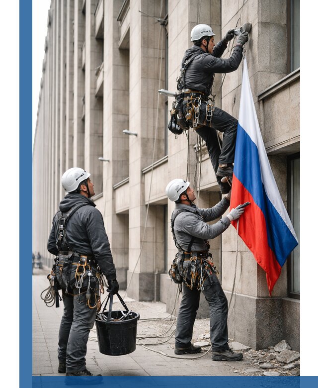 Профессиональная установка флагов на фасаде в Урюпинске