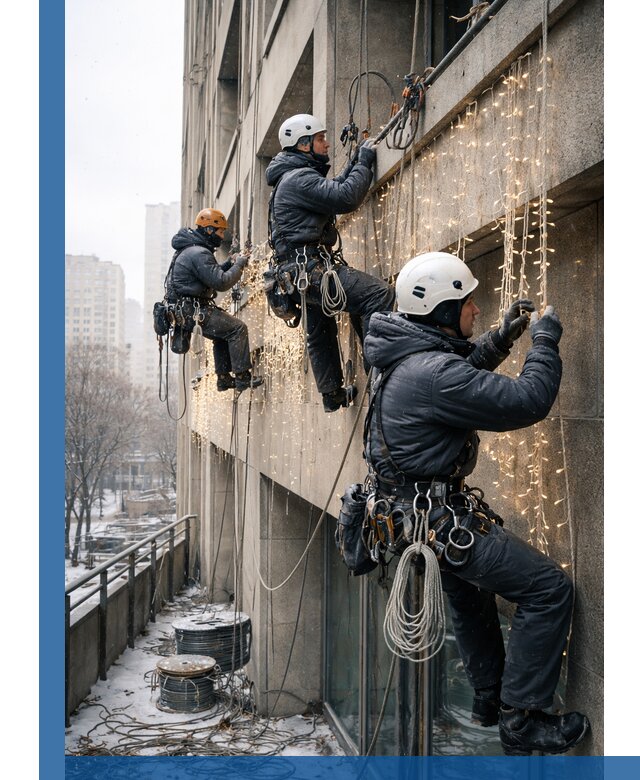 Монтаж новогодней иллюминации и украшение фасадов в Урюпинске