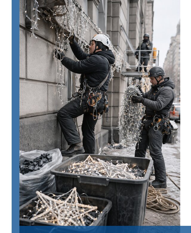 Демонтаж новогоднего оформления и гирлянд в Урюпинске