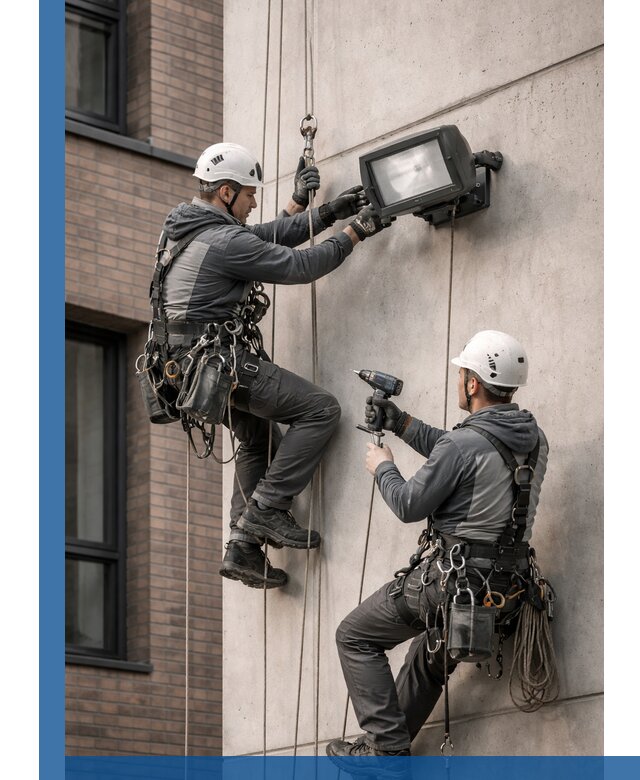 Профессиональный монтаж фасадных прожекторов в Урюпинске под ключ