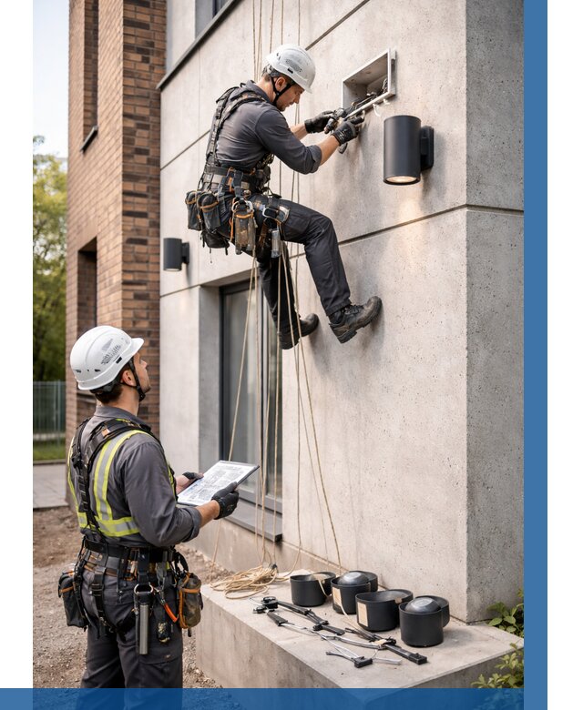 Монтаж фасадного освещения в Урюпинске от 2575 р. | ВЫСОТНИК-Рюп